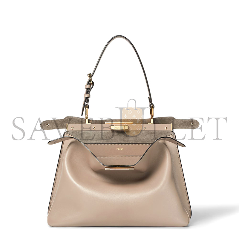 FENDI PEEKABOO SOFT MEDIUM DOVE GREY LEATHER BAG 8BN353AOVHF0E65 (33*25.5*10cm)